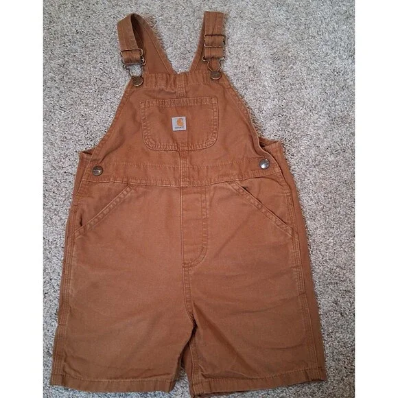 Carhartt Short Overalls Shortalls Brown Toddler 4T - Picture 11 of 11